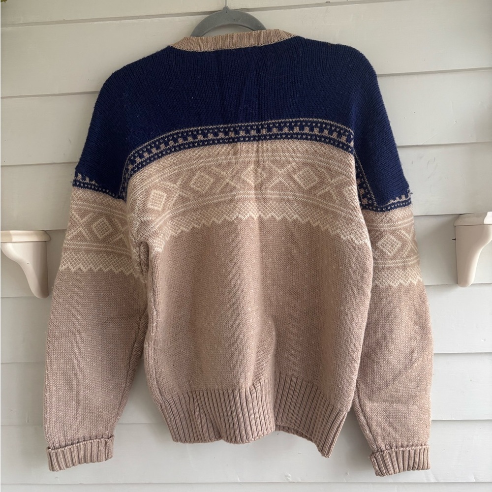 Vintage ARC Actionwear Men’s Beige and Blue Nordic Wool Cardigan Sweater Size L - Picture 11 of 11